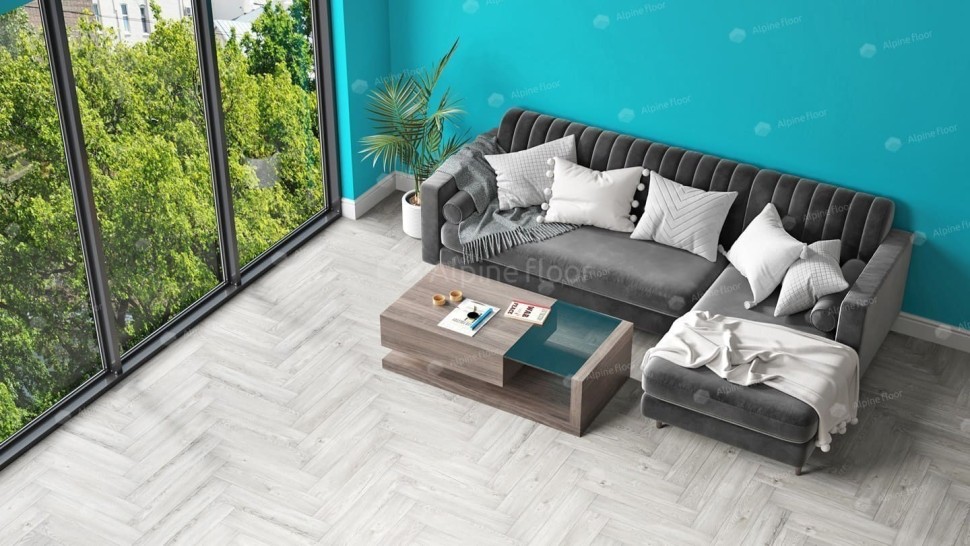Виниловая плитка "Alpine Floor" Parquet LVT Снежный (590*118*2,5 мм) — купить в Череповце