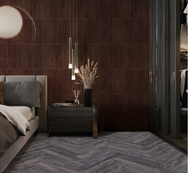 Виниловый ламинат SPC "Cronafloor" Herringbone Дуб Бордо (640*128*4,5 мм) — купить в Череповце